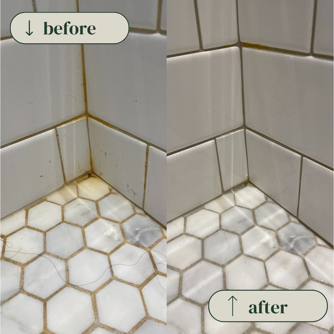 Kitchen counter before and after cleaning